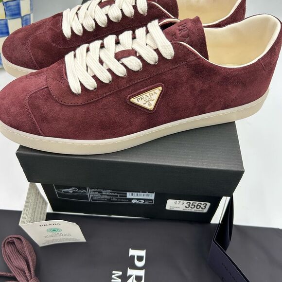 Men's Prada triangle logo suede sneakers size 9 US made in Italy - Picture 2 of 11